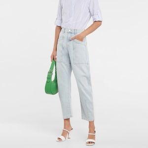 Veronica Beard Charlie Patch Pocket Barrel Jeans, size 28